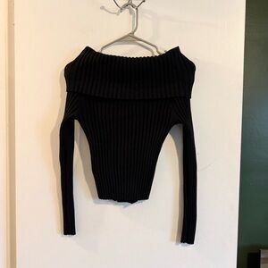 Savage x fenty Black tres soft off the shoulder sweater top size medium